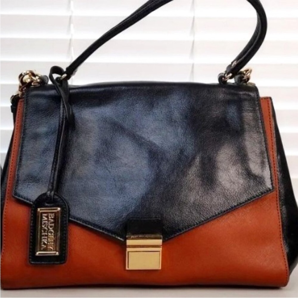 Badgley Mischka Black Crossbody Bag with Gold Accents